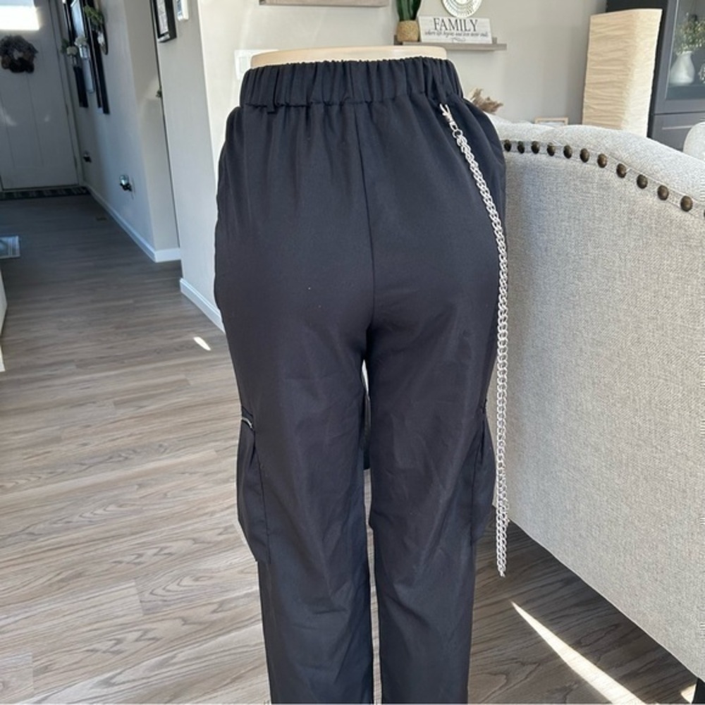 ๐NWT Romwe black punk rock chain black jogger slacks ๐ pants XS - Picture 7 of 16